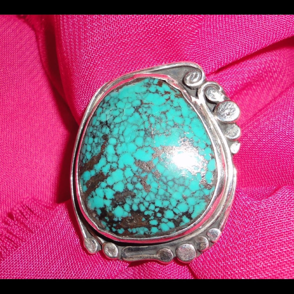 Handcrafted Turquoise Silver Ring Artisan Boho 6 - image 1